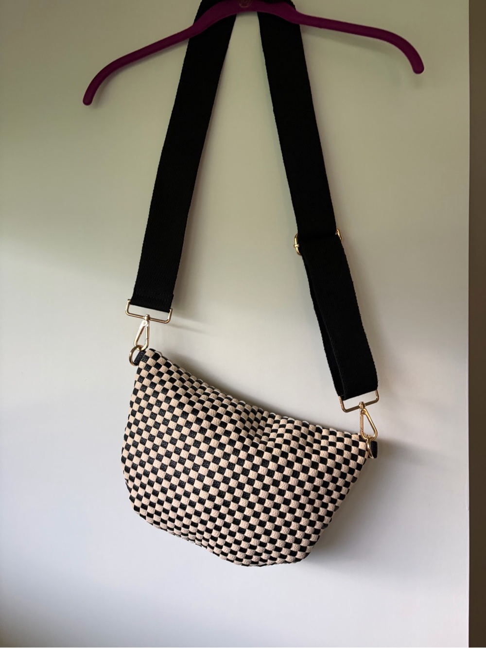 Pretty Simple “Original” Westlyn Woven Bum Bag Checkered Black Crossbody - Picture 8 of 13